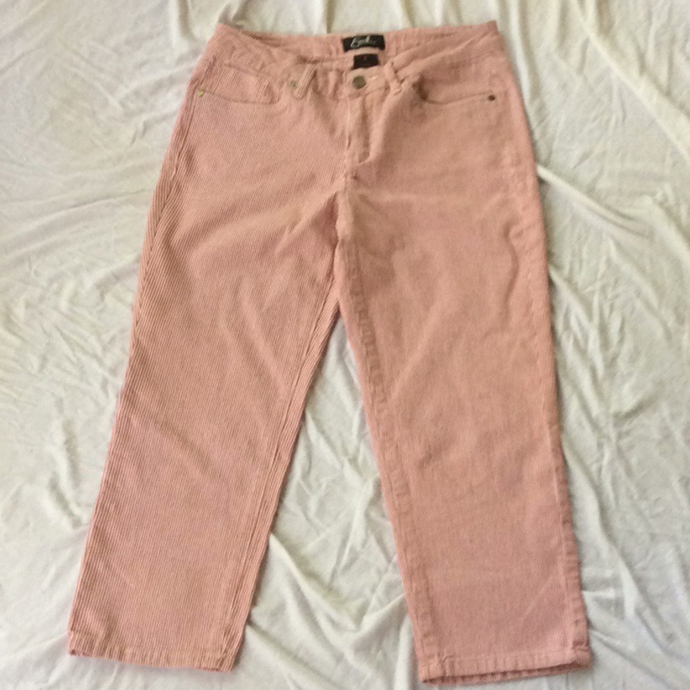 Earl Jeans red & white railroad stripe cropped jeans Size 8 - Picture 9 of 9